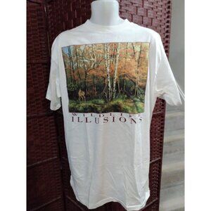 Vintage 90s Wildlife Illusions T Shirt Single Stitch Outdoors Deer XL Hunting